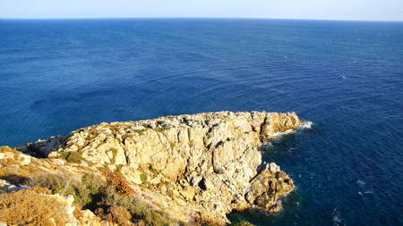 Sea coast with rock near Anemurium, Turkeyの写真素材