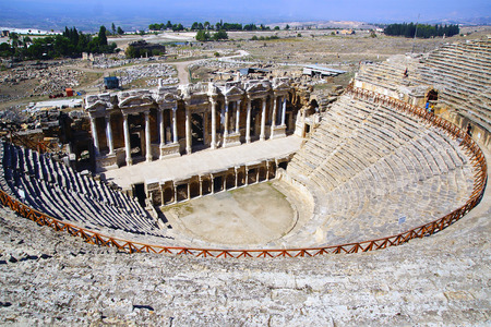 Ruins of ancient theater in Hierapolis in Turkey.の写真素材