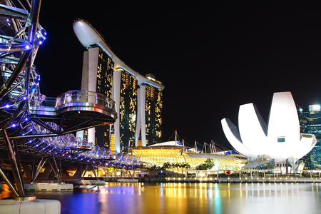 Panoramic view of the Marina Bay Sands, Singaporeのeditorial素材