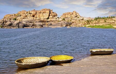 Landscape with unique mountain formation. Hampi, Indiaの写真素材