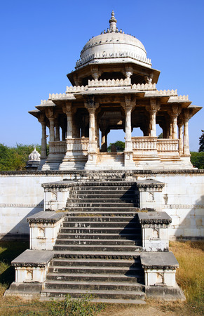 The picturesque landscape with cenotaph. Udajpur, India.の写真素材