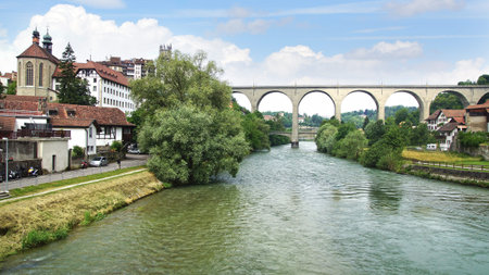 Zaehringen bridge crossing the Sarine at Medieval town, Switzerland