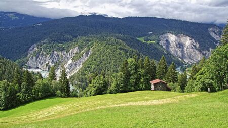 Landscape with old barn in a field.の写真素材