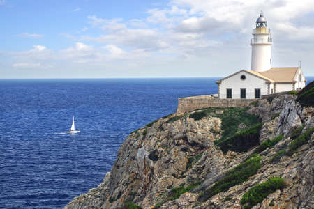 Picturesque sea landscape with Capdepera Lighthouse, Mallorcaの写真素材