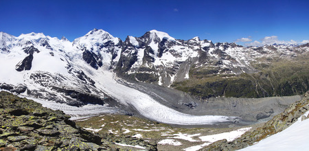 Morteratsch and Pers glaciers from Munt Pers 3207m. St. Moritz, Switzerlandの写真素材