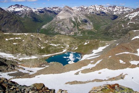 Picturesque nature mountain landscape with lake. Switzerlandの写真素材