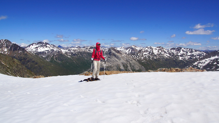 The beautiful mountain landscape from Munt Pers 3207m. St. Moritz, Switzerlandの写真素材