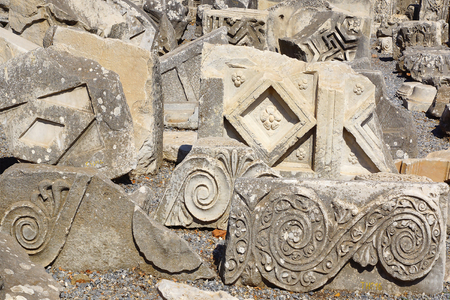 Fragment of a bas-relief in ancient city Ephesus, Turkey.の写真素材