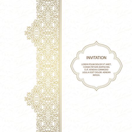 Vector decorative frame. Elegant element for design template, place for text. Floral border. Lace decor for birthday and greeting card, wedding invitation.のイラスト素材