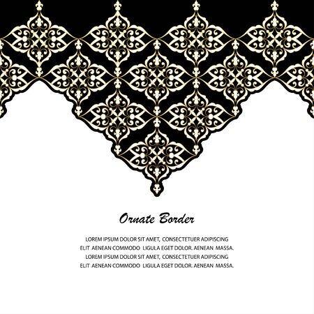decorative frame. Elegant seamless element for design template, place for text.Floral border. Lace decor for birthday and greeting card, wedding invitation.のイラスト素材