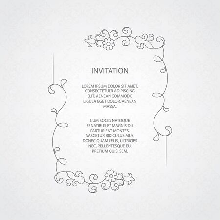 decorative frame. Elegant element for design template, place for text. Floral border. Lace decor for birthday and greeting card, wedding invitation.のイラスト素材