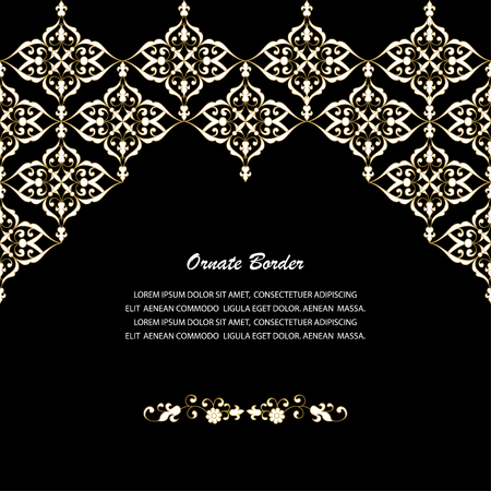 Vector decorative frame. Elegant seamless element for design template, place for text.Floral border. Lace decor for birthday and greeting card, wedding invitation.のイラスト素材