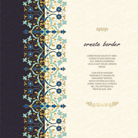 Vintage islamic style brochure. Elegant element for design template, place for text.Floral border. Lace decor for birthday and greeting card, wedding invitation.のイラスト素材