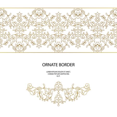 Elegant element for design template, place for text.Floral border. Lace decor for birthday and greeting card, wedding invitation.のイラスト素材