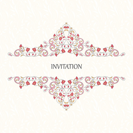 Vector decorative frame. Elegant element for design template, place for text.Floral border. Lace decor for birthday and greeting card, wedding invitation.のイラスト素材