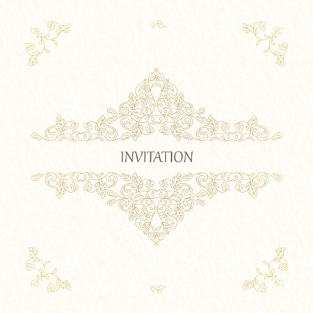 Vector decorative frame. Elegant element for design template, place for text.Floral border. Lace decor for birthday and greeting card, wedding invitation.のイラスト素材