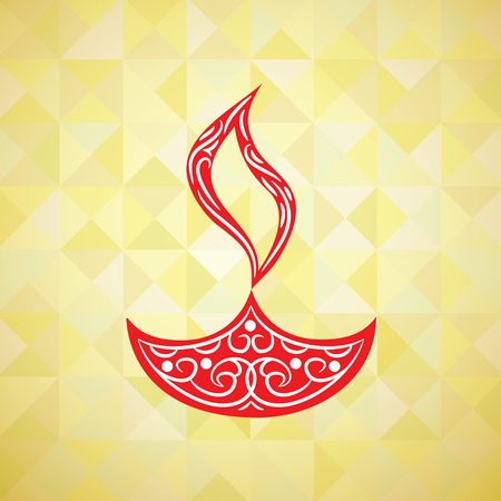 Diwali Lamp on Decorative Mandala Backgroundのイラスト素材