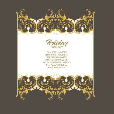 Vector decorative frame. Elegant element for design template, place for text.Floral border. Lace decor for birthday and greeting card, wedding invitation.のイラスト素材