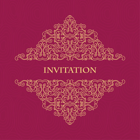 Vector decorative frame. Elegant element for design template, place for text. Floral border. Lace decor for birthday and greeting card, wedding invitation.のイラスト素材