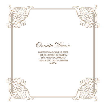 Vector ornamental decorative frame. Elegant ornate element for design template, place for text. Luxury floral border. Lace decor for birthday and greeting card, wedding invitation,certificate.のイラスト素材