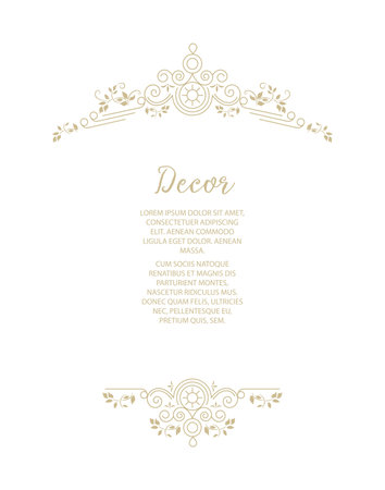 Vector decorative frame. Elegant element for design template, place for text. Floral border.のイラスト素材