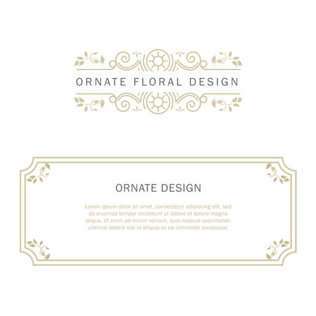Elegant element for design template, place for text. Floral border.のイラスト素材