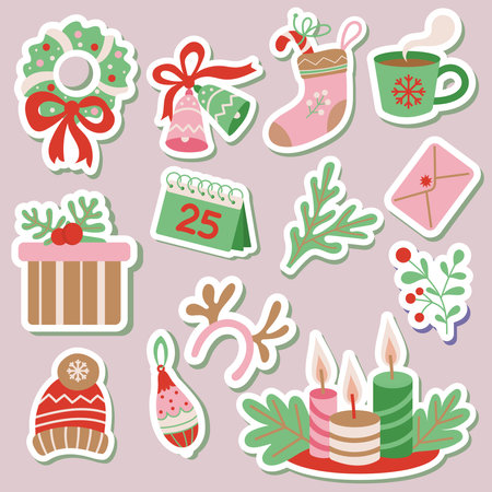 Set of Christmas element. Christmas and New Year elements for decor. Vector illustrationのイラスト素材