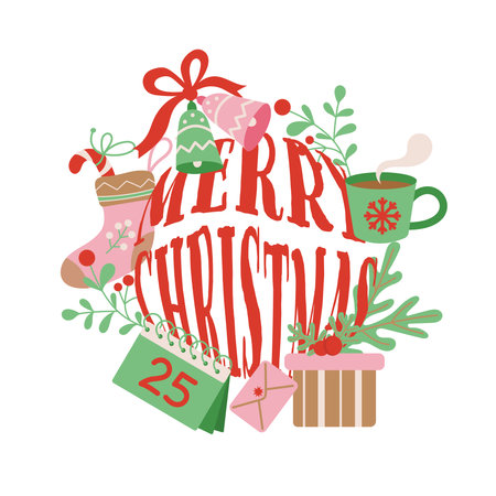 Christmas background with decorative design elements.のイラスト素材