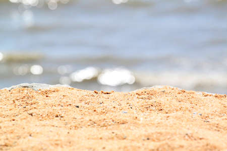 Beautiful beach sand and sea backgroundの写真素材