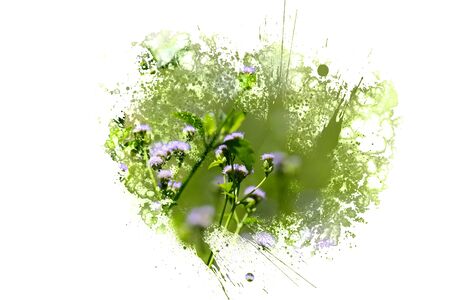 Abstract Flower on watercolor background, digital watercolor paintingの写真素材