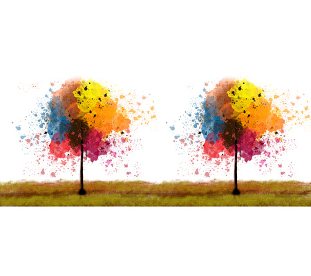 Abstract Tree Colorful background, Colorful painting, Colorful brushingの写真素材