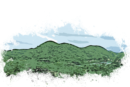 Abstract Mountain hill on watercolor painting background.の写真素材