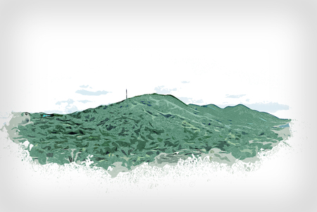 Abstract Mountain hill on watercolor painting background.の写真素材