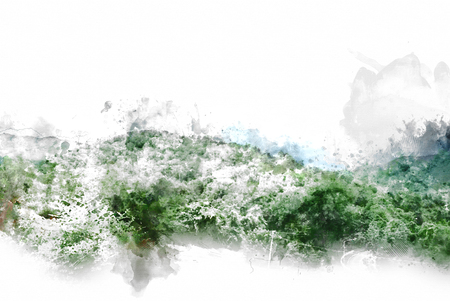Abstract Colorful Mountain hill on watercolor painting background.の写真素材