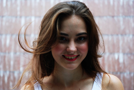 Beautiful woman portrait smiling close up in the holiday weekend for relax.