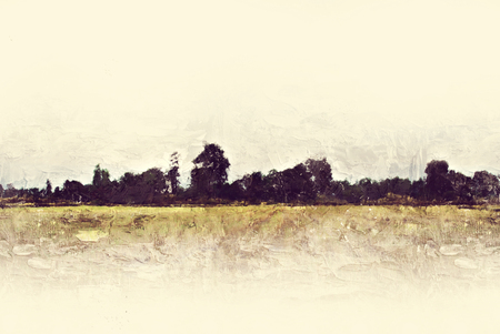 Abstract Colorful tree and landscape tree on watercolor painting backgroundの写真素材