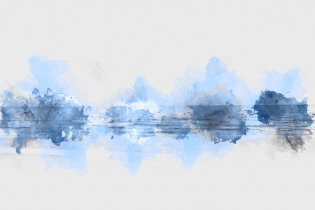 Abstract soft wave water sea watercolor illustration painting background.の写真素材