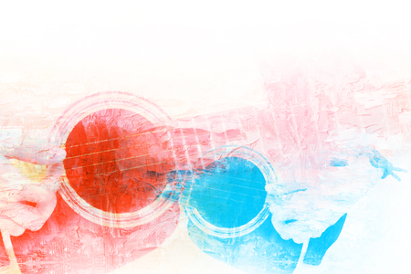 Abstract beautiful playing Guitar in the foreground on Watercolor painting background and Digital illustration brush to art.の写真素材