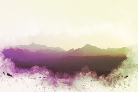 Abstract Mountain hill on watercolor painting background.の写真素材