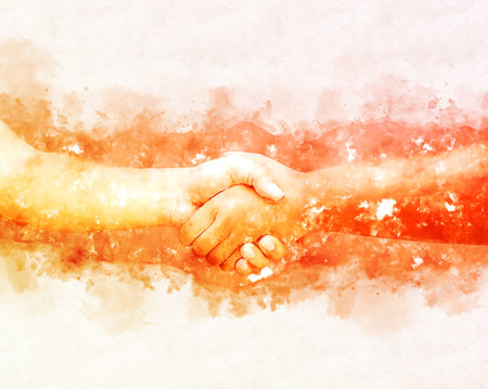 Abstract shake hand watercolor illustration painting background.の写真素材