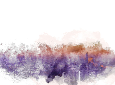 Beautiful capital city in the sunrise evening on watercolor illustration painting background.の写真素材