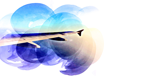 Sky and plane wings.の写真素材