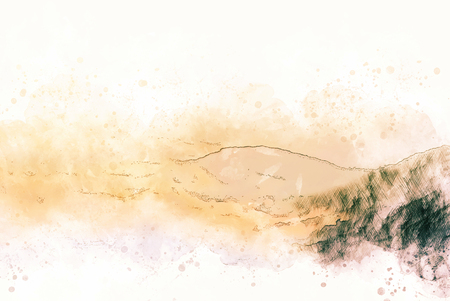 Abstract mountains hill on watercolor illustration painting background.の写真素材
