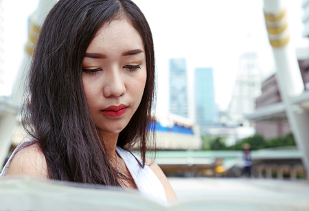 Close up beautiful women happy and smile portrait face.の写真素材