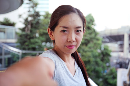 Close-up beautiful Young women are boxing and fightingの写真素材