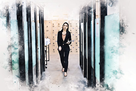Beautiful business woman smile portrait and standing in the offices.