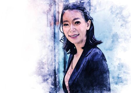 Beautiful business woman smile portrait and standing in the offices.の写真素材