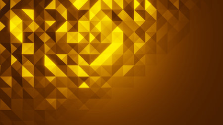 abstract gold shape color background on 3d render polygon background, 3d illustration