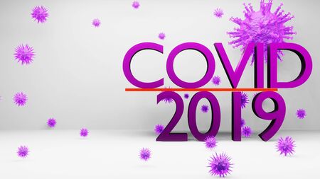 Abstract purple text COVID-19 by 3d rendering texture background.の写真素材