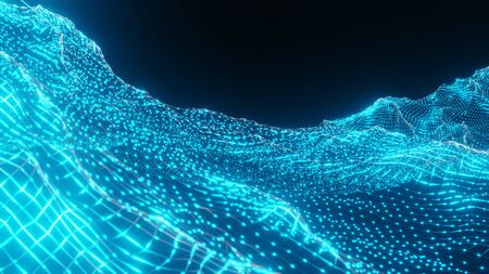 Abstract water colorful waves 3D rendering, 3D illustraion background.の写真素材